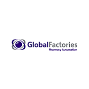 Logo von Global Factories, Anbieter von Automatisierungslösungen für Apotheken.