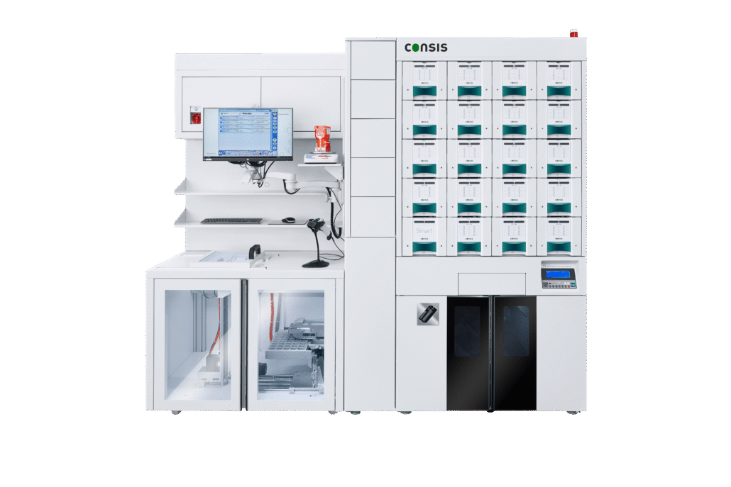 Consis.ATP - Automatisiertes Befüllsystem für Apotheken Consis.ATP Automatisierungsanlage für die automatisierte Befüllung von Medikamenten in Apotheken.